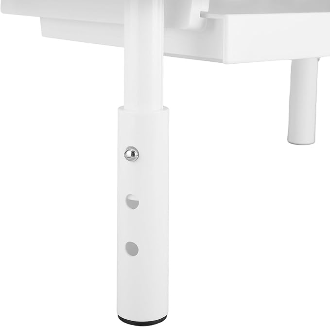 Metal Monitor Stand Monitor Riser with Drawer, 3 Adjustable Height Computer Stand Riser, Office Desk Accessories Workspace Desktop Organizers Storage for Lap (White)