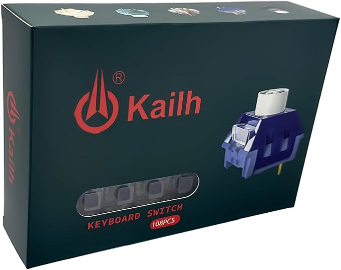 Kailh Box Navy Switches for Mechanical Gaming Keyboard,3-Pin 60gf Clicky/Factory Lubed/IP56 Dust&Waterproof Switches(Kailh Box Navy,108Pcs)