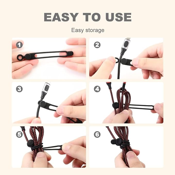 20Pcs Silicone Cable Ties, 2025 New Data Cable Organizer, Silicone Cable Ties Cable Management Organizer, Cable Management for Fastening Charger Home Office Desk Kitchen Appliances Cords Wires (20)