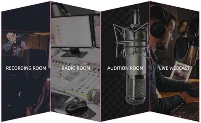 Portable Desktop Soundproof Cover,Microphone Soundproofing Acoustic Foam Panel,Self Made Sound Booth Box,Home Recording Equipment,for Music Practice Room(Pink)