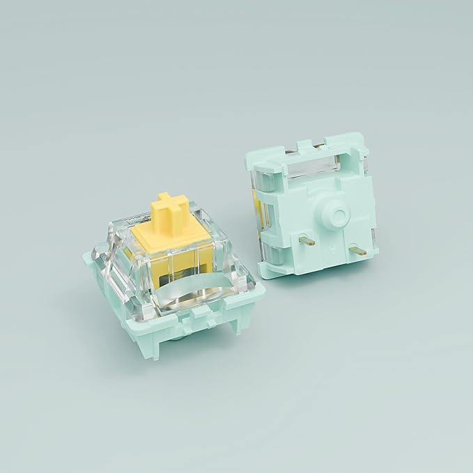 Jade Series 3.0 Yellow Linear Keyboard Switches,3-Pin 55gf 20mm Dual-Stage Spring Pre-lubed Switches for MX Mechanical Keyboard(Yellow,90Pcs)
