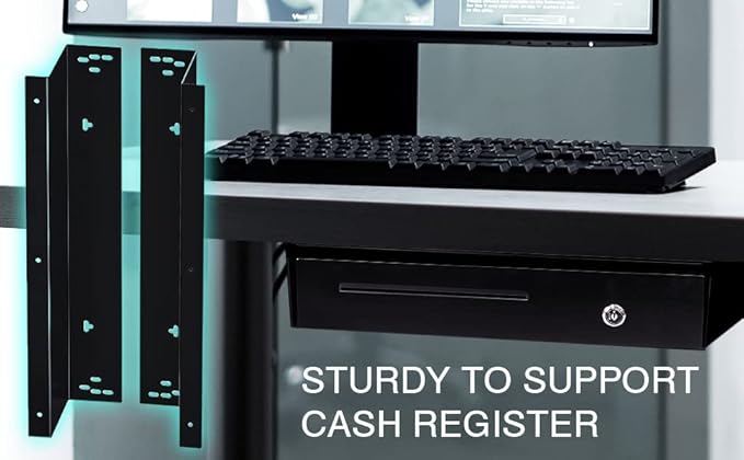 TidyFriend Cash Register Stand Brackets, 13 in Cash Drawer Under Counter Mount Brackets, Heavy Duty Steel Mounting Brackets for Square Cash Drawer, Brackets for Cash Drawer Under Counter