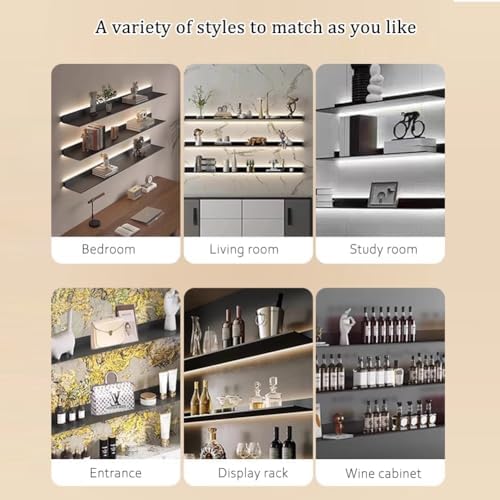 LED Floating Wall Shelf with Built-in Lights - Stylish Illuminated Display for Home Bar, Kitchen, Living Room Storage & Décor, Modern Floating Shelf Solution