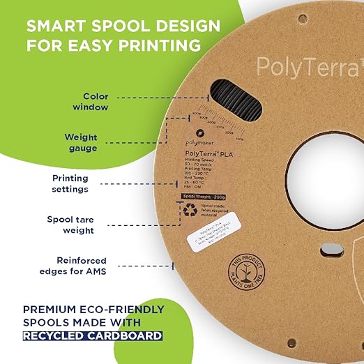 Polymaker Matte PLA Filament Earth Brown 1.75mm 1kg 3D Printing Filament, PolyTerra 3D Printer PLA Filament
