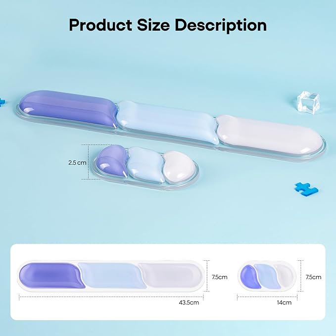 EPOMAKER CloudGel Wrist Rest for Keyboard and Mouse, 2 Pieces Silicone Wrist Support, Anti-Slip Rubber Bottom, Ergonomic Design, Suitable for Office/Computer/Laptop/Gaming (Blue)