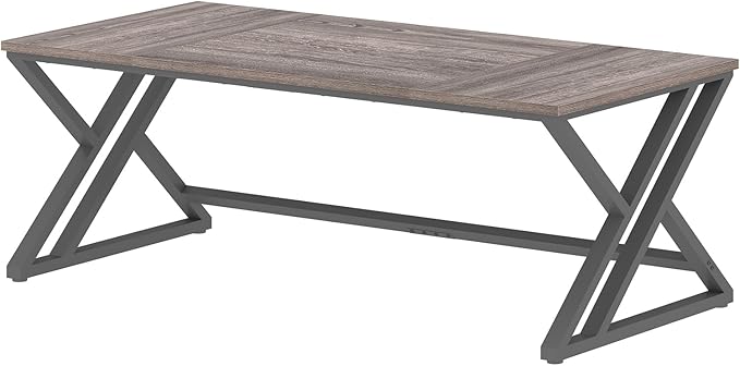 LVB Long Rustic Computer Desk, Industrial Large Wood Metal Office Desk, Modern Pc Study Gaming Writing Table for Two Person, Workstation Executive Desk for Home Bedroom Living Room, Dark Gray, 70 Inch