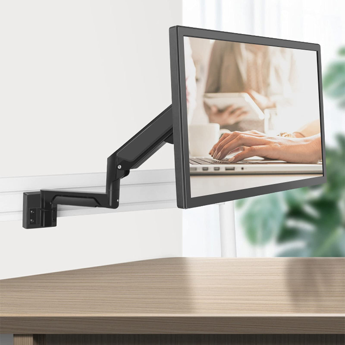 Monitor Arm Monitor Arm 10"-32" Monitor Wall Bracket Adjustable Gas Spring Monitor Mount Stand 10"-16" Wall-Mounted Laptop Stand, Hold Up to 19.8lbs, Black Monitors Bracket (Size : A) ()