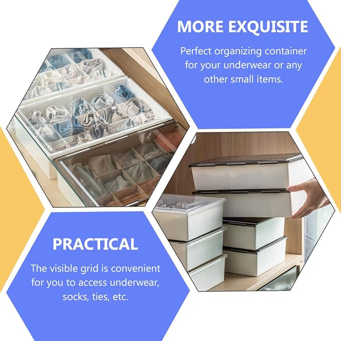 Underwear Organizer Socks Storage Box Plastic Drawer Organizer Divider for Closet Storage and Laundry Organization