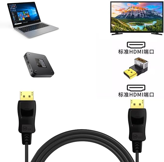 PANPEO 8K@60Hz Right Angle HDMI Adapter, 90 Degree and 270 Degree HDMI Adapter (4 Pack)
