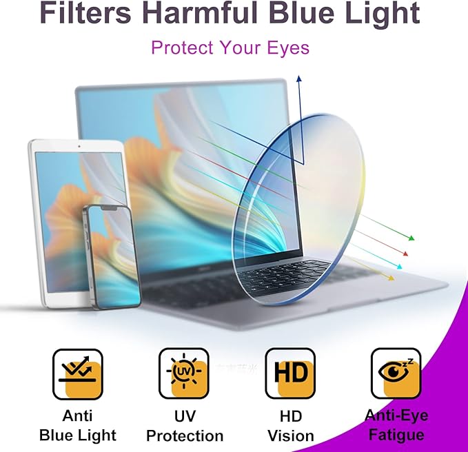 VISOONE Blue Light Blocking Glasses Square with Anti Computer Glare for Gaming Women and Men MONTANA