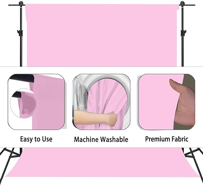 Pink Photography Backdrops for Photoshoot, Photo Booth Video Shooting Photo Backdrop, Photo Studio Portrait Background for Photography 8FTx10FT