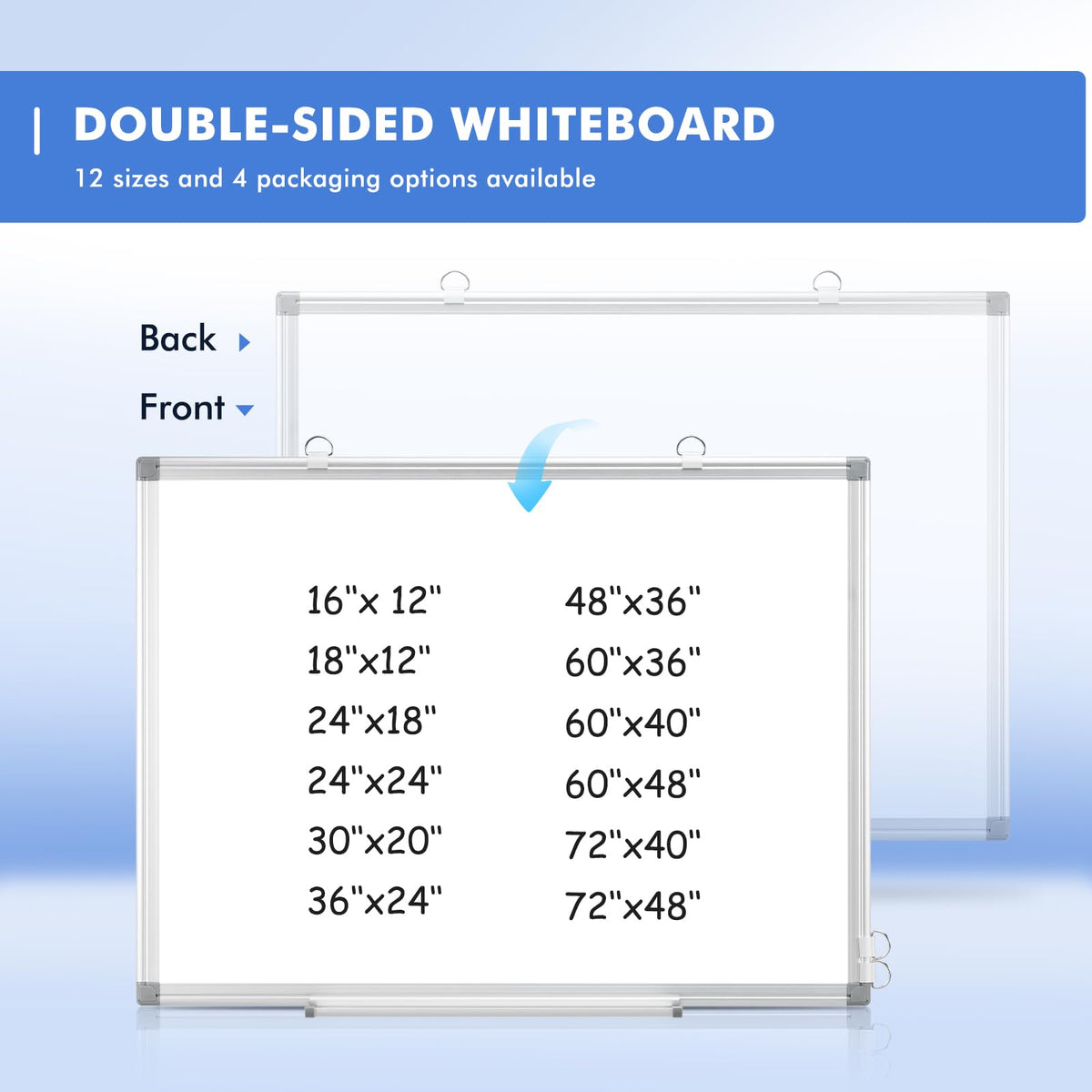 Double-Sided White Board Dry Erase Magnetic Whiteboard Wall 24x18, 3-Pack