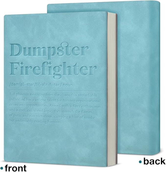 Dumpster Firefighter Notebook, Gifts for Coworker Boss Appreciation Employees Manager Leather Journal