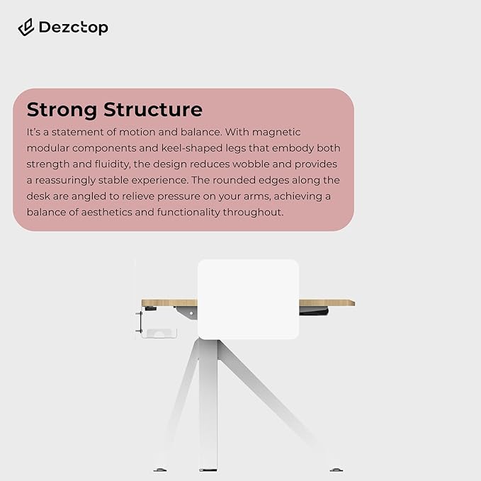 DEZCTOP Revon Pro Electric Standing Desk, 59" x 27.6" Large Work Surface, Height Adjustable (27.6"-47.2"), Sturdy Keel Frame, with Magnetic Modular System, Anti-Collision, Oak for Home Office