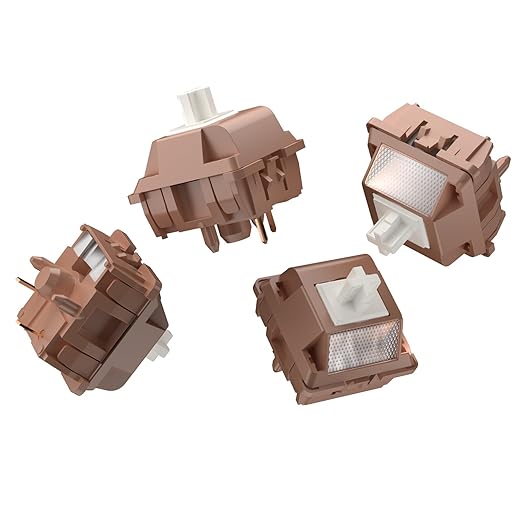 DUROCK Mocha Silk Linear Switches, Full POK Switch 56g Long Spring, Light Diffuser 5 Pins Lubed Smooth Thocky Mechanical Keyboard Switches (110pcs)