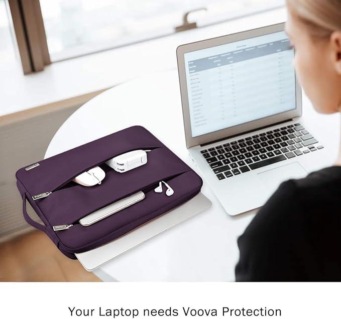 Voova 14 15 Inch Laptop Sleeve Case, Waterproof Computer Bag Cover Compatible with MacBook Air 15 M2/M3/M4 2022-2025, MacBook Pro 15, Hp chromebook 14, 14-15” Dell Lenovo Acer Asus, Dark Purple