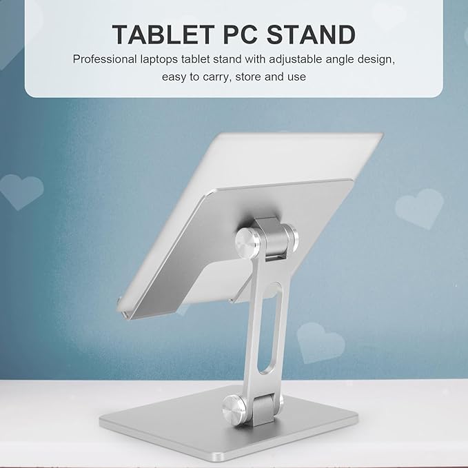 BESPORTBLE Foldable Aluminum Alloy Tablet and Laptop Stand Portable Adjustable Computer Holder for Desk Use Compatible with Ipad and Notebooks Silver Gray