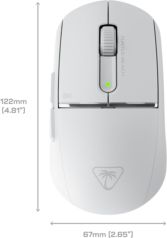 Turtle Beach Burst II Pro Wireless Esports Gaming Mouse, 8000 Polling, 57g Ultra Lightweight, 150-Hr Rechargeable Battery, Optical Switches, 30000 DPI Optical Sensor, 8 Inputs, Bluetooth – White
