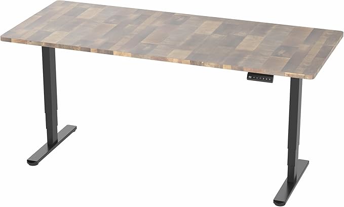 VIVO Electric 71 x 30 in Dual Motor Sit Stand Desk, Memory Height Adjustment, 2B Series, Reclaimed Wood Top Black Frame, DESK-KIT-2B7P