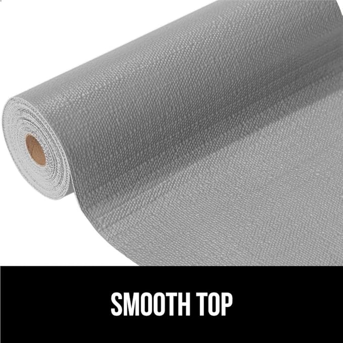 GORILLA GRIP DripGuard Shelf Liner, Non Adhesive Drawer and Kitchen Cabinet Protector, Slip Resistant BPA Free Smooth Surface Plastic Liners for Cabinets, Bathrooms, Closets, 17.5x240 Inch, Light Gray