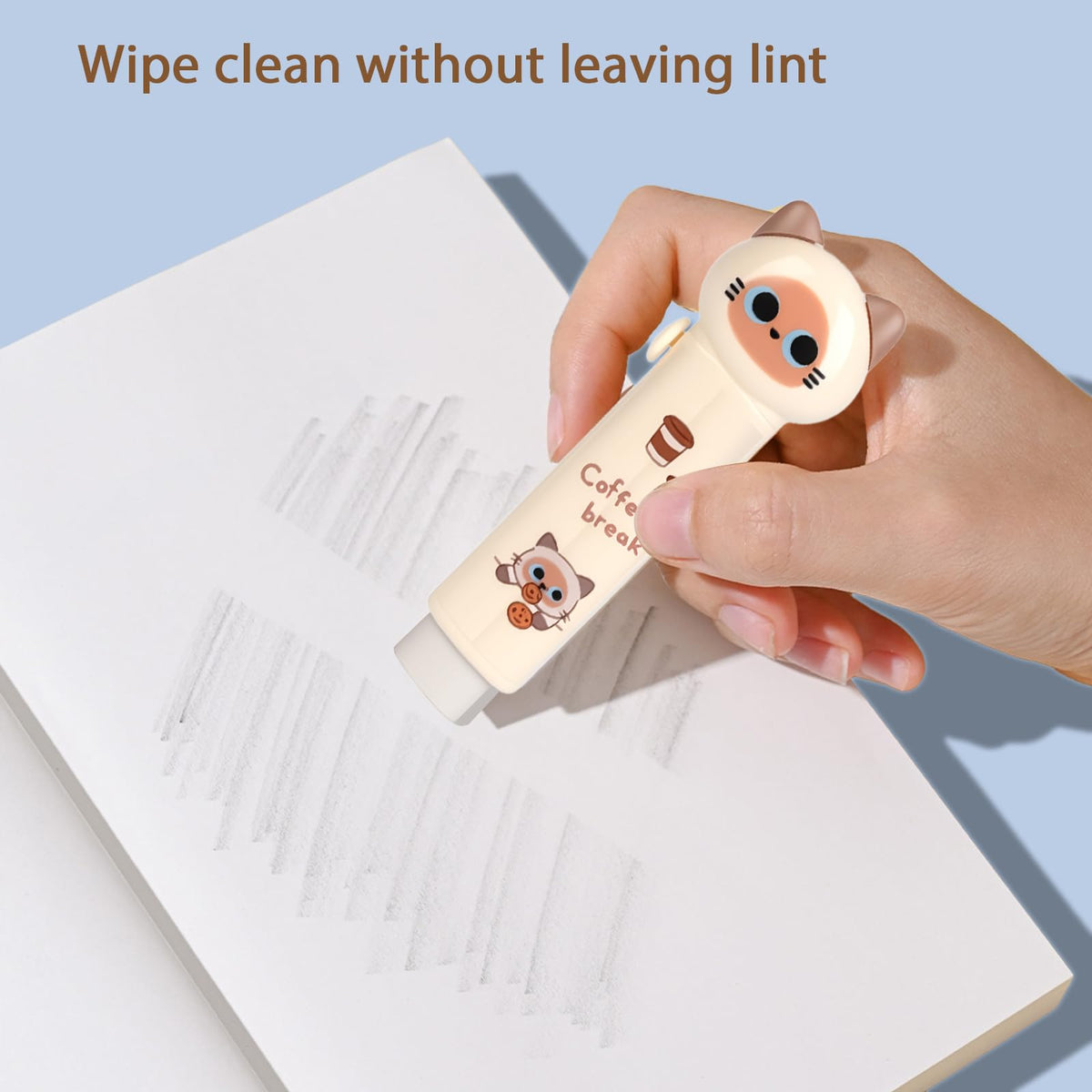 4PCS Retractable Cat Pencil Erasers, Cute Cartoon Eraser Set in 4 Colors
