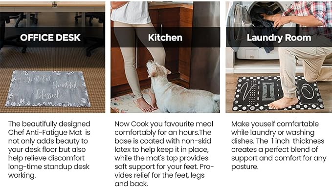 J&V TEXTILES Kitchen Runner Rugs Anti-Fatigue mats,Non Slip Waterproof Ergonomic Comfort Mat for Kitchen, Floor Home, Office, Sink, Laundry (Grateful, 18" x 30")