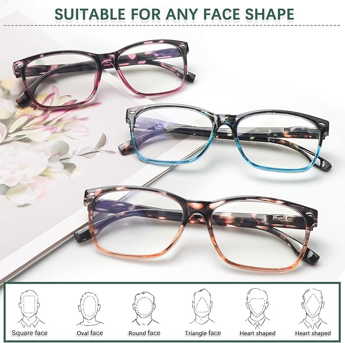 CLASAGA Progressive Multifocus Reading Glasses for Women, Pattern Print Blue Light Block Stylish Ladies Computer Readers