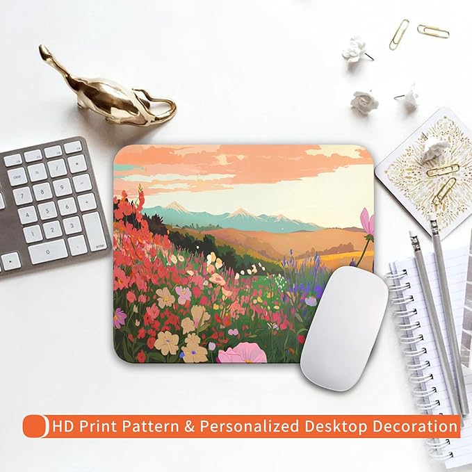 Square Mouse Pad Natural Scenery,Personalized Premium-Textured Custom Mouse Mat Design,Washable Mousepad Lycra Cloth,Non-Slip Rubber Base Computer Mouse Pads for Wireless Mouse