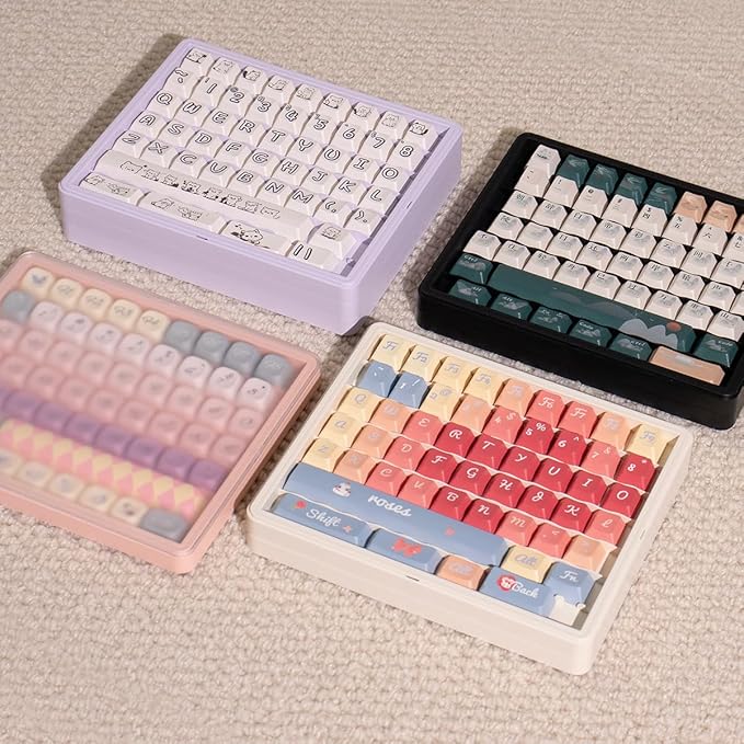 Sumgsn Keycaps Storage Box, Keycaps Container,130 Keys Transparent Display Case Holds 7u Spacebar/Big Enter Key for XDA/Cherry/MOA/MAO Profile Mechanical Keyboard (White)