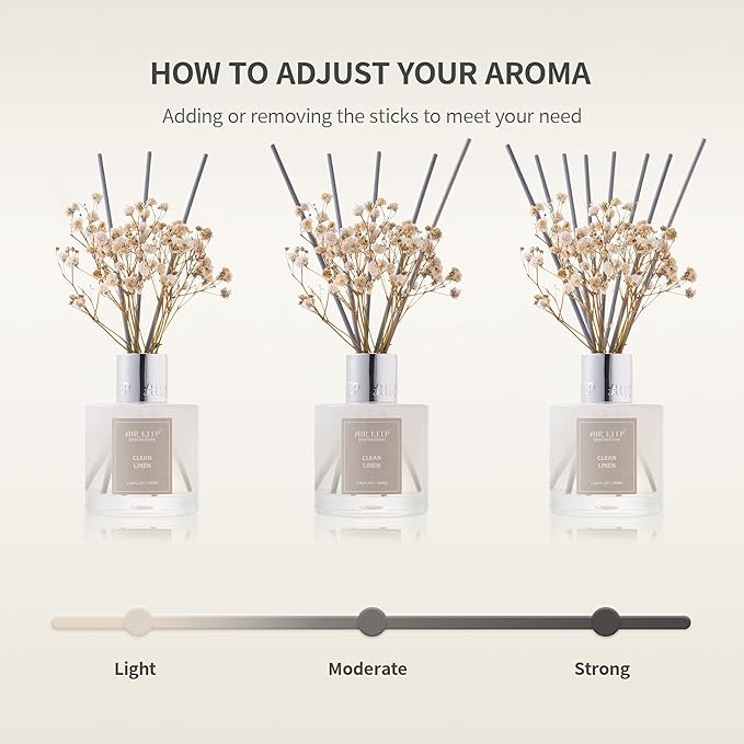 Airkeep Reed Diffuser Set,3.38 fl oz (100 ml) - Lime Basil Oil Diffusers with 8 Reed Sticks, Home Fragrance Reed Diffuser for Bathroom Shelf Decor