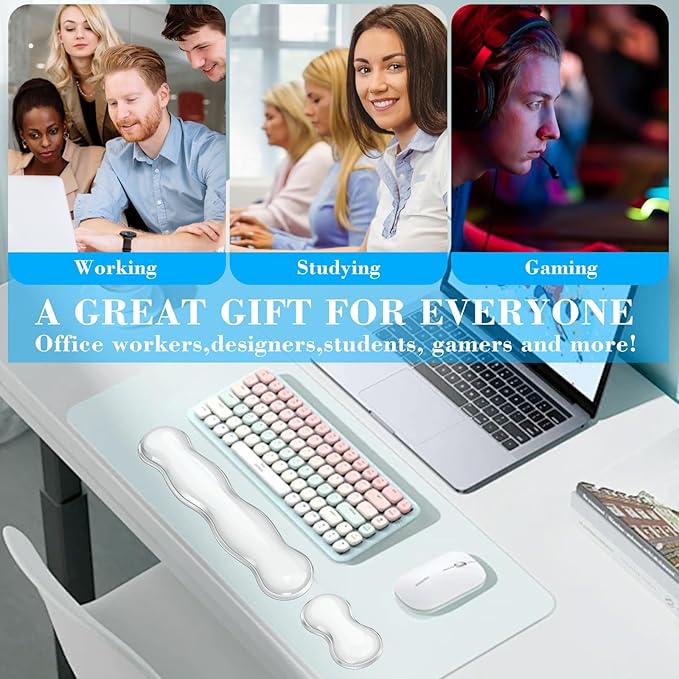 Gel Wrist Rest for Keyboard and Mouse, Wrist Rest for Keyboard, Mouse Wrist Support, Pain Relief, Cool Touch, Non-Skid, Keyboard and Mouse Wrist pad Set