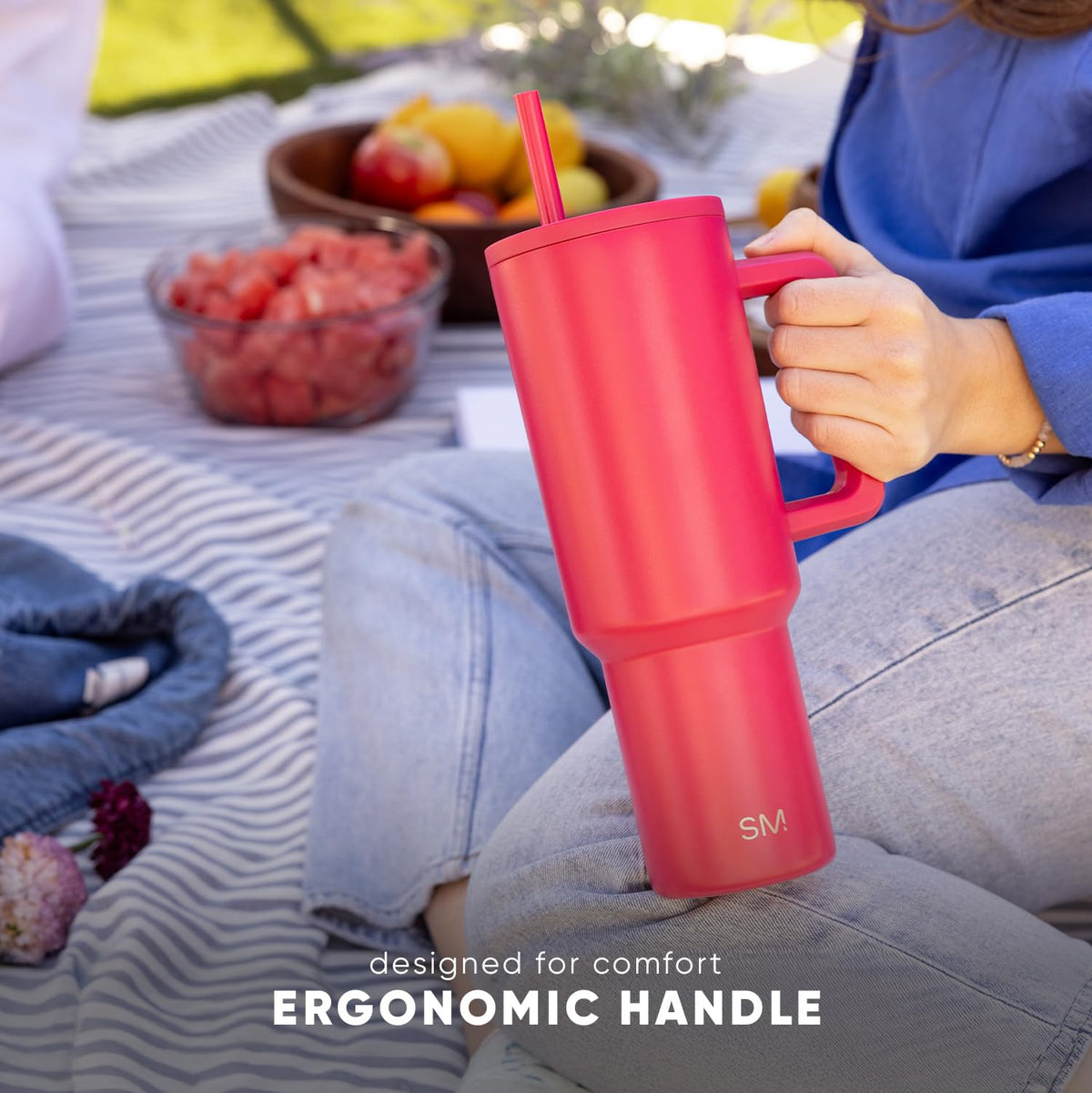 Simple Modern Tumbler with Handle and Straw | 40oz | 80s Mix