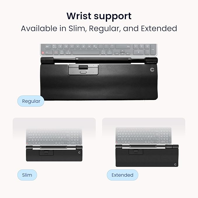 Contour RollerMouse Pro Ergonomic Central Rollerbar Design for Neck, Shoulder & Wrist Pain Relief, 6 Programmable Buttons, 600-2800 DPI, Productivity Plug & Play Mac & PC - Wireless - Slim