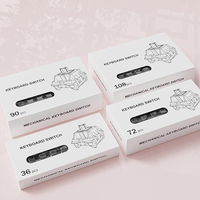 ZhouWang Crystal Red Switch 3 Pin 50gf Pre-Lubricated,Dustproof Linear Switch,Suitable for RGB,Mechanical Gaming Keyboards、MX Mechanical Keyboard(90PCS)