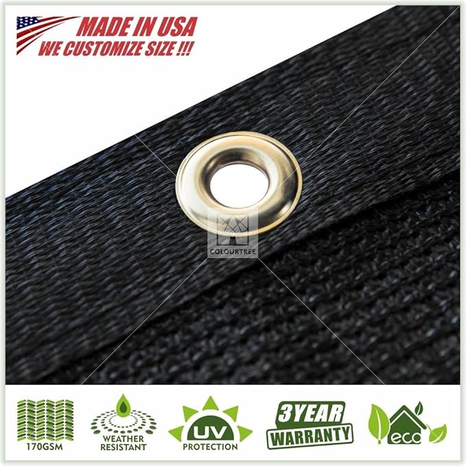 ColourTree Customized Size 6' Black and White Fence Screen Privacy Screen Heavy Duty Cable Zip Ties Included