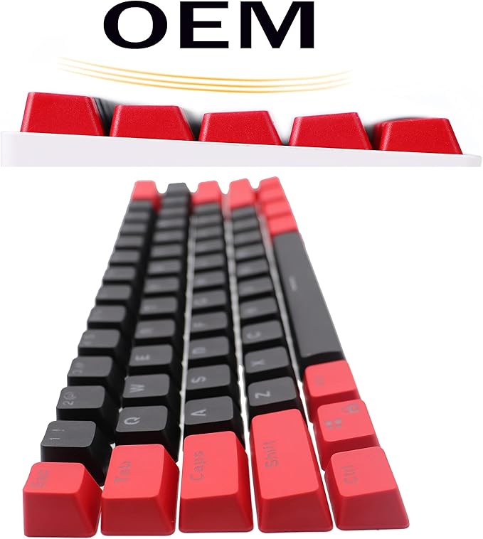 GTSP Red and Black Keycaps 60% Percent PBT Key Cap Set with 6.25U Space Key for Cherry MX Gateron Kailh Switches Gaming Keyboard (Only keycaps)