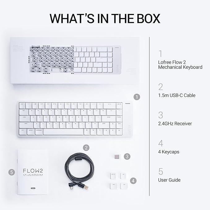 LOFREE Flow2 Low-Profile Mechanical Keyboard, Aluminum Alloy with Pulse Tactile Switches, Rechargeable Wireless Keyboards with 3 Mode Connections for Windows, macOS (Space Gray, 68 Keys)