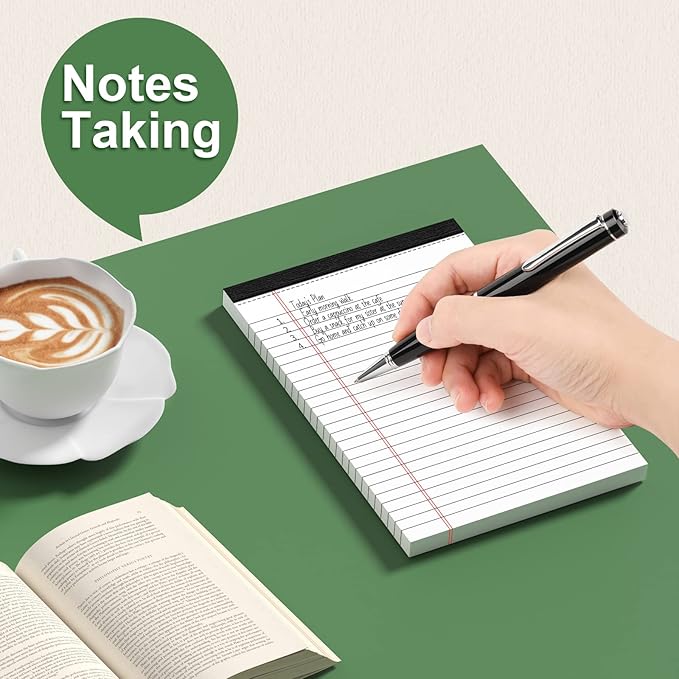 MuiAng 3 Pack Note Pads 5 x 8 Inch, Small Notepad, College Ruled Legal Pads, White Lined Writing Pads for Work or School, 30 Sheets/Pad, Perforated Recycled Note Paper for Note-Taking, Grocery List
