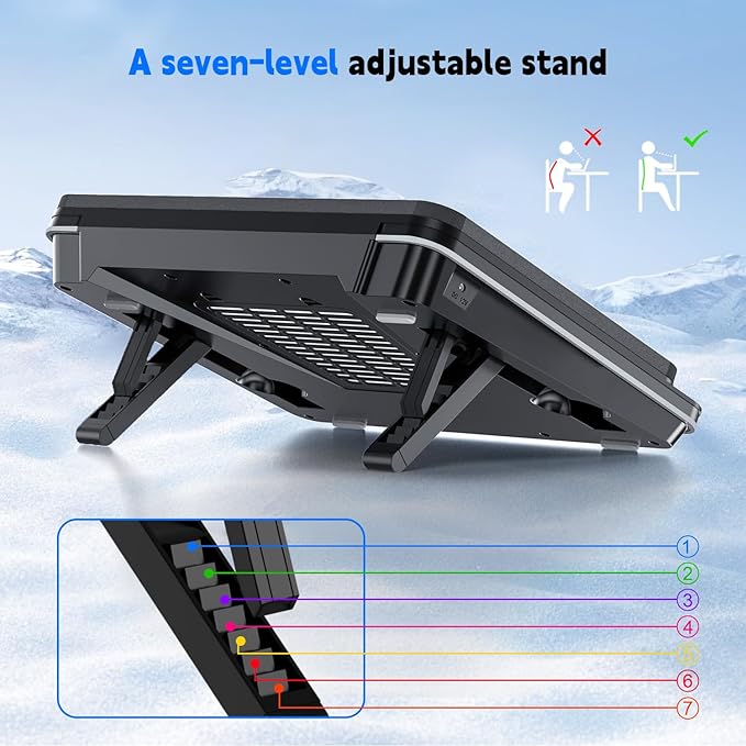 IETS GT600 Laptop Cooling Pad Equipped Gigantic Turbo-Fan(5.5inch Diameter),Sealed Foam for Rapid Cooling Gaming Laptop,14.1-19.3 inch Laptop Cooler with Adjustable Brackets,Dust Filter,Touch Start