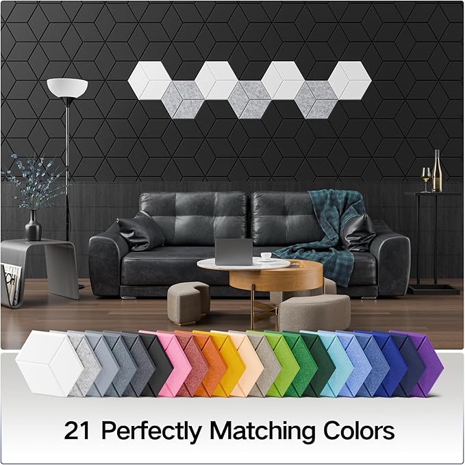 22 Pack Self-Adhesive Acoustic Panels 12" X 10" X 0.4" - Sound Proof Foam Panels with High Density, Y-Lined Design, Flame Resistant, Absorb Noise and Eliminate Echoes(Olive Drab)