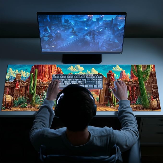 Mouse Pad Gaming Mousepad 31.5 x 11.8 Inch Western Desert Gate Artwork Diatomite Large Keyboard Desktop Mat XL Mouse Pad for Home and Office Desk Accessories