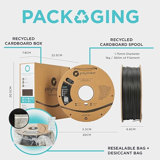 Polymaker PLA PRO Filament 1.75mm 1kg, Tough & High Rigidity Silver 3D Printing Filament, PolyLite PLA PRO 3D Printer Filament 1.75mm, Print with Most 3D Printers