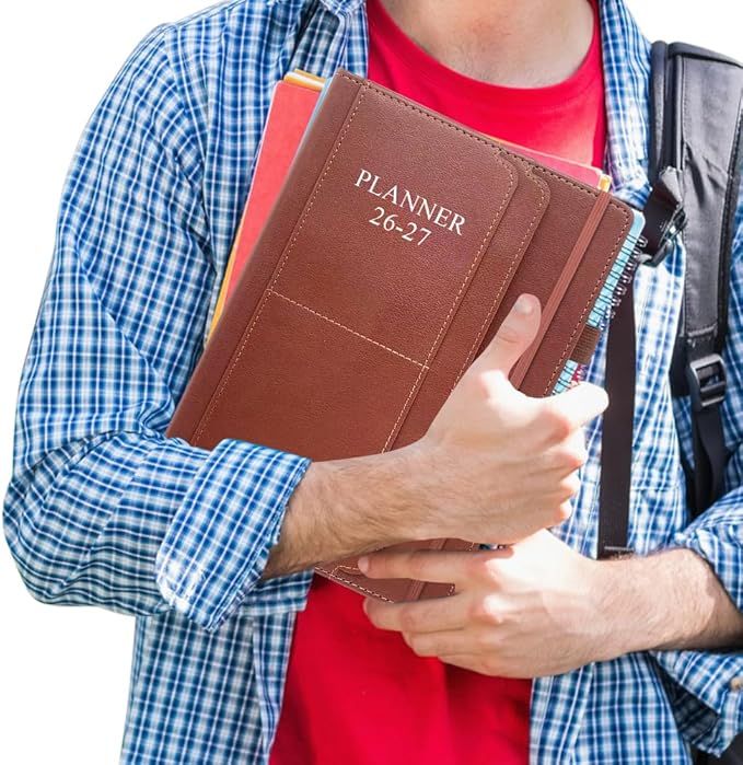 2026-2027 Planner - Weekly & Monthly Planner Runs from January 2026 to June 2027, 5.8" x 8.25", 18 Month Planners, 14 Notes Pages, Inner Pocket, PU Leather Hard Cover, Brown Monthly Planners 2026-2027