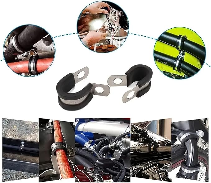 5/8 inch Cable Clamps 10PCS, MISPIRE Stainless Steel Hose Pipe Clamps, Automotive Wire Rubber Insulated Clamps, Metal Clamps for Tube, Pipe and Wire Cord Installation