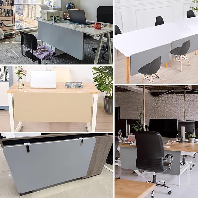 Under Desk Privacy Panel Divider No Drilling, Soundproof Modesty Panel for Office Desks Standing Workstation, Desk Privacy Divider Skirt Partition for Hidden Cables(Beige,60x60cm/23.6x23.6in)