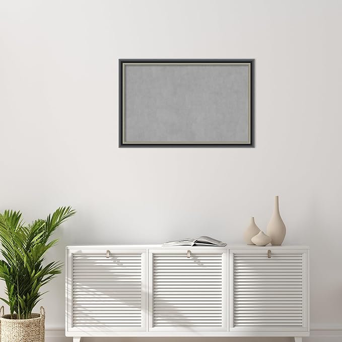 Amanti Art Black Framed Magnetic Board 23x35 Large Vision Board for use with Magnets, 100% Metal Sheet to Display Items as Office Decor or for Home Organization in mudroom, Kitchen or Kids Room