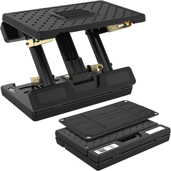 Foot Rest for Under Desk at Work,Height Adjustable Footrest with Massage Roller and Soft Pad,Foldable, Ergonomic fits Office,Home,Travel,Sturdy Metal Frame(Black)