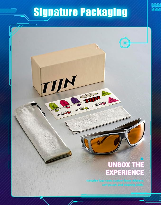 TIJN Sonia Sleep Glasses for Blue & Green Light Blocking,Red Lens with Dual AR Coating,Wraparound Frame for Gaming Screen