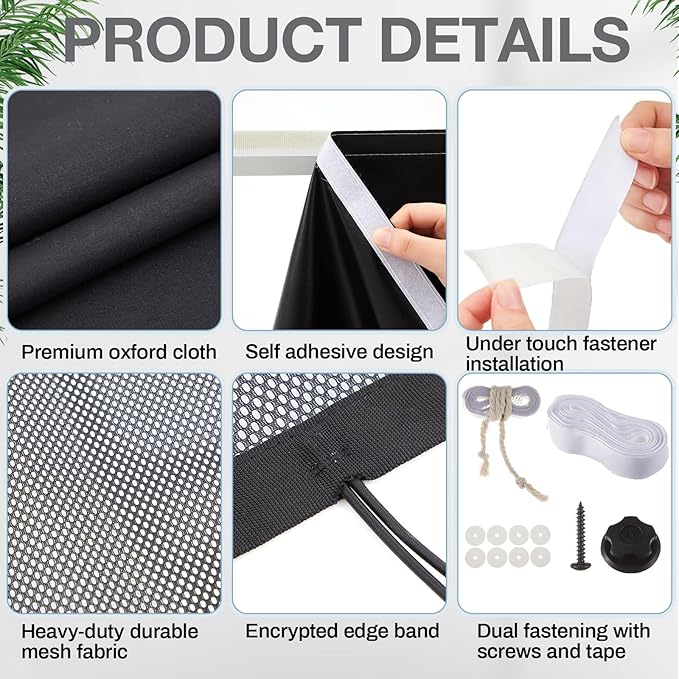 Tegeme Under Desk Privacy Panel with Cable Management Net Desk Skirt Self Adhesive Modesty Panel with Cord Organizer Pockets for Office Home Standing Workstation (60 '')