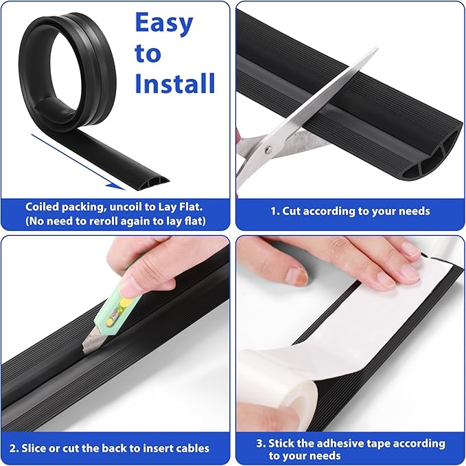 Floor Cord Cover 4ft, Maple Wood Cord Hider Floor Hide Extension Cords, Floor Cable Management Floor Cable Cover Wire Covers for Cords, Cable Protector Cord Cavity W0.6in x H0.32in